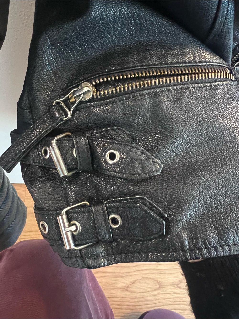 Zara Black Genuine Leather Motorcycle Jacket - Small - Picture 9 of 9
